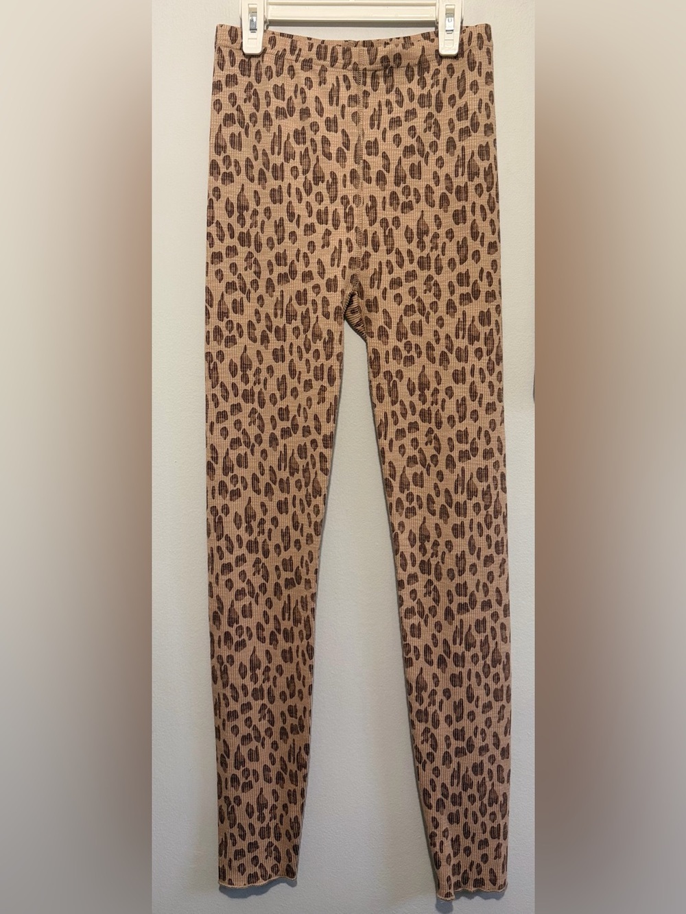Anthropologie women Leopard Print Beige and Brown Ribbed Leggings